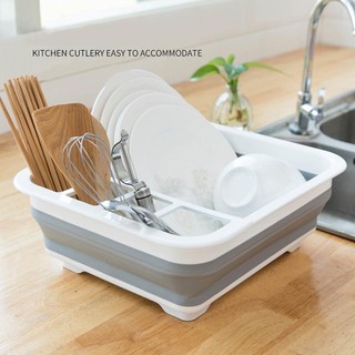 Onhand! Kitchen Collapsible Dish Drainer Drying Rack Folding Bowl Tableware Holder (Gray) (2)
