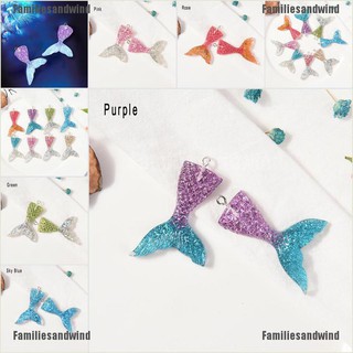 Familiesandwind 10PCS Mixed Glitter Mermaid Fish Tail Resin Charm Pendant Fit Bracelet/Necklace