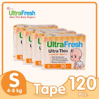 Ultrafresh Ultra Thin and Dry Tape Diapers Small 120pcs for Newborn(4-8 kg or 8 to 17 lbs)