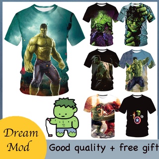 New Fashion Hulk Anime T-Shirt Comics The Avengers Heros Kids Clothes Boys T-Shirt 3D Printing Superhero Thanos Hawkeye Hulk Shirt