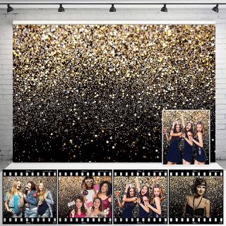 WONDERLAND Glitter Black Gold Dots Thin Vinyl Photography Backdrop Background Studio Photo
