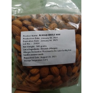 Whole Raw Almond 500gms