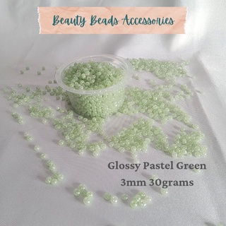 [BBA] Glossy Pastel Green Seed Beads 3mm 30 grams