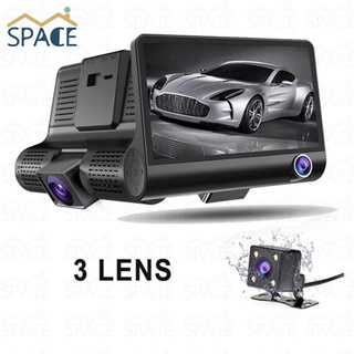 【Ready Stock】⊕☎M-SPACE Dash Cam 3 Lens 4 inch FHD 1080P Front+Inside+Rear Camera Car DVR Video Recor
