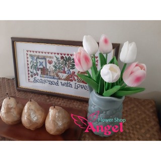 rubberized tulips 1pcs home decor artificial flowes bouquet rose flowering plant fake flowers weddin (7)