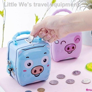 ₪﹉✌AIC Cute piggy bank tinplate metal piggy bank with lock key