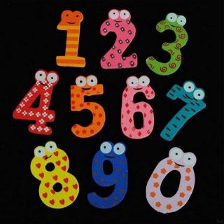HIIU 10pcs/set Number Large Cartoon Floral Wooden Fridge Magnet Decor for Baby Kids Educational Toys (6)