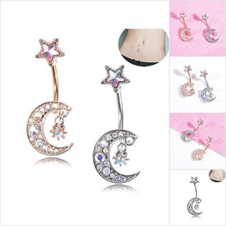 JYPH Navel Belly Button Rings Bar Crystal Moon Star Dangle Body Piercing Jewelry JYY