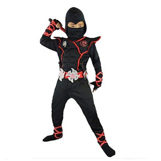 Kids Samurai Darth Vader Ninja Muscle Halloween Cosplay Party Costume For Boys