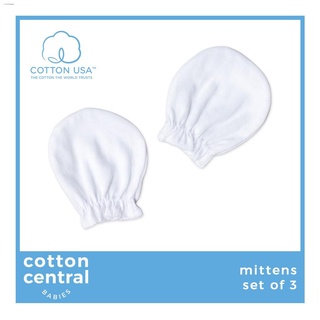 New products┋✁Cotton Central - (3 pairs) Mittens newborn infant 100% USA Cotton baby stuff clothes c