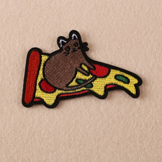 Embroidery Mouse Pizza Sew Iron On Patch Badges Bag Hat Jeans Fabric Applique