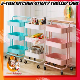 Kitchen Rolling Utility Cart 2 Layer 3 Layer Trolley Salon Storage Organizer Rack Kitchen Organizer