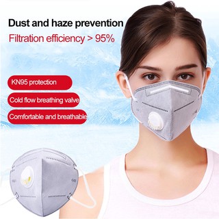 Disposable KN95 Mask Valved Face Mask KN95 Protection Face Mask Grey White Reuse Mask 1PC (3)