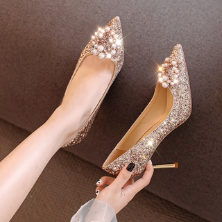 ✁Net celebrity wedding silver high heels women s wedding shoes 2021 new crystal bridal shoes stilett