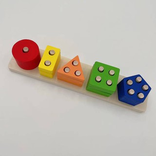 Frankfort Wooden toy geometric shapes set Columns color shape