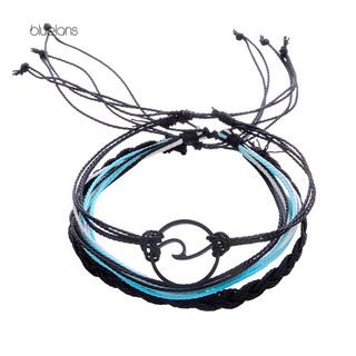 【Bluelans】3Pcs/Set Multilayer Boho Braided Wave Circle Rope Bracelet Wristband Women Gift (7)