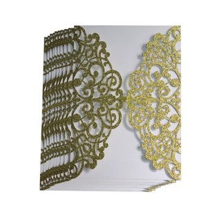 100pcs Gold Glitter Laser Cut Invitation Covers Lace Hollow Greeting Cards Invites Party Gold