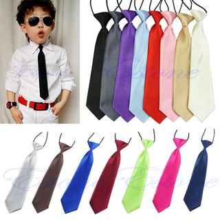 School Boy Kid Solid Color Elastic Tie Necktie Baby Wedding Party Stain Necktie