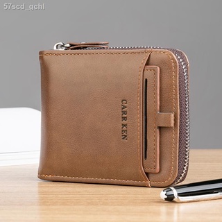 Bag◎❃☎New zipper wallet men s short Korean version of the trendy student retro horizontal and vertic