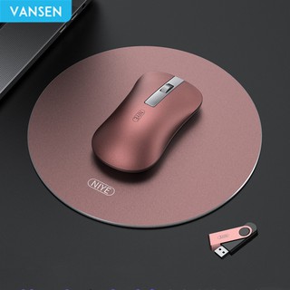 【Support COD】Vansen Wireless Mouse Rechargeable Metal Mouse Pad Home Office Games Available Laptop Computer Portable Mute mouse (1)
