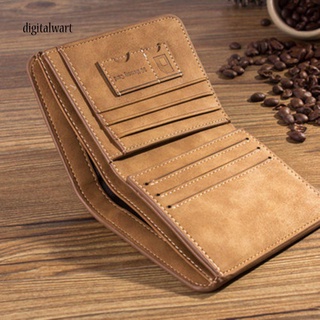 【 Ready Stock】DG Men Retro Frosted Faux Leather Trifold Card Holder Clutch Purse Wallet Pockets (1)