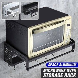 Space Aluminum Microwave Oven Shelf Bracket Wall Mounted Kitchen Rack 2 Tier kitchen Shelf Microwave