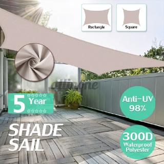 Sun Shade Triangle 300D Square Sail Garden Canopy Patio Cover UV Block Khaki Waterproof 56z1