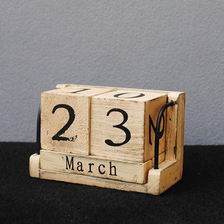 Wood Calendar Desk Zakka Vintage Antique Imitation Manually Small Calendar Daily Log madera Wooden Crafts