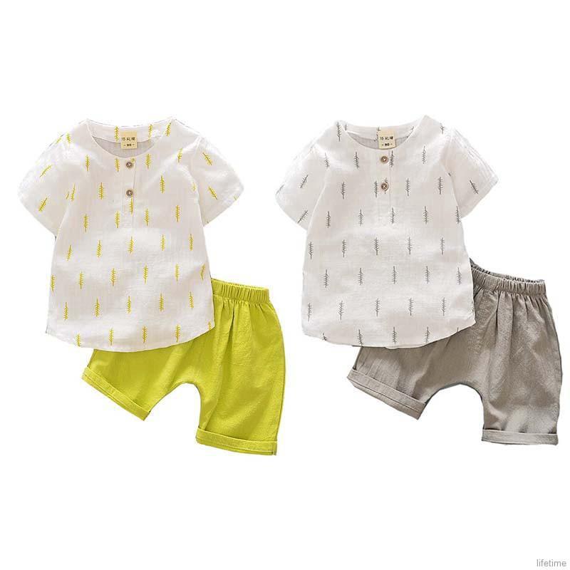 Flyman Hot Sale Summer Kids Boys Short Sleeve T Shirt 2pcs Clothes Set Cotton Soft Shirt + Shorts Pants Outfits