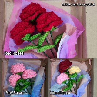 [ON-HAND] Crochet Flower Bouquet | With BOX | With FREE printed letter | Handmade | Bouquet | (6)