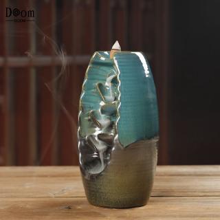 【Ready Stock】 Ceramic Backflow Waterfall Smoke Incense Burner Censer Holder Home Decor+10cones 【Doom】