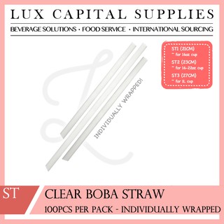 100PCS INDIVIDUALLY WRAPPED CLEAR BOBA STRAW FOR MILK TEA OR OTHER BEVERAGE