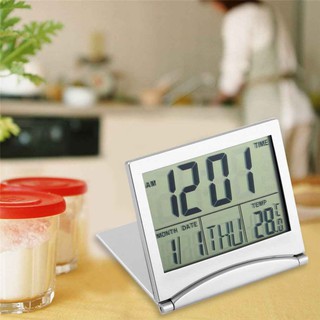Digital LCD Display Thermometer Calendar Alarm Clock Foldable Cover Desk Clock