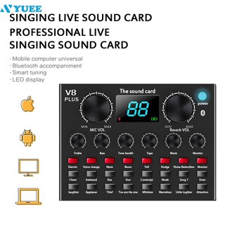 V8 PLUS Bluetooth Audio Digital Soundcard USB Headset Microphone Webcast Live Sound Card for Phone