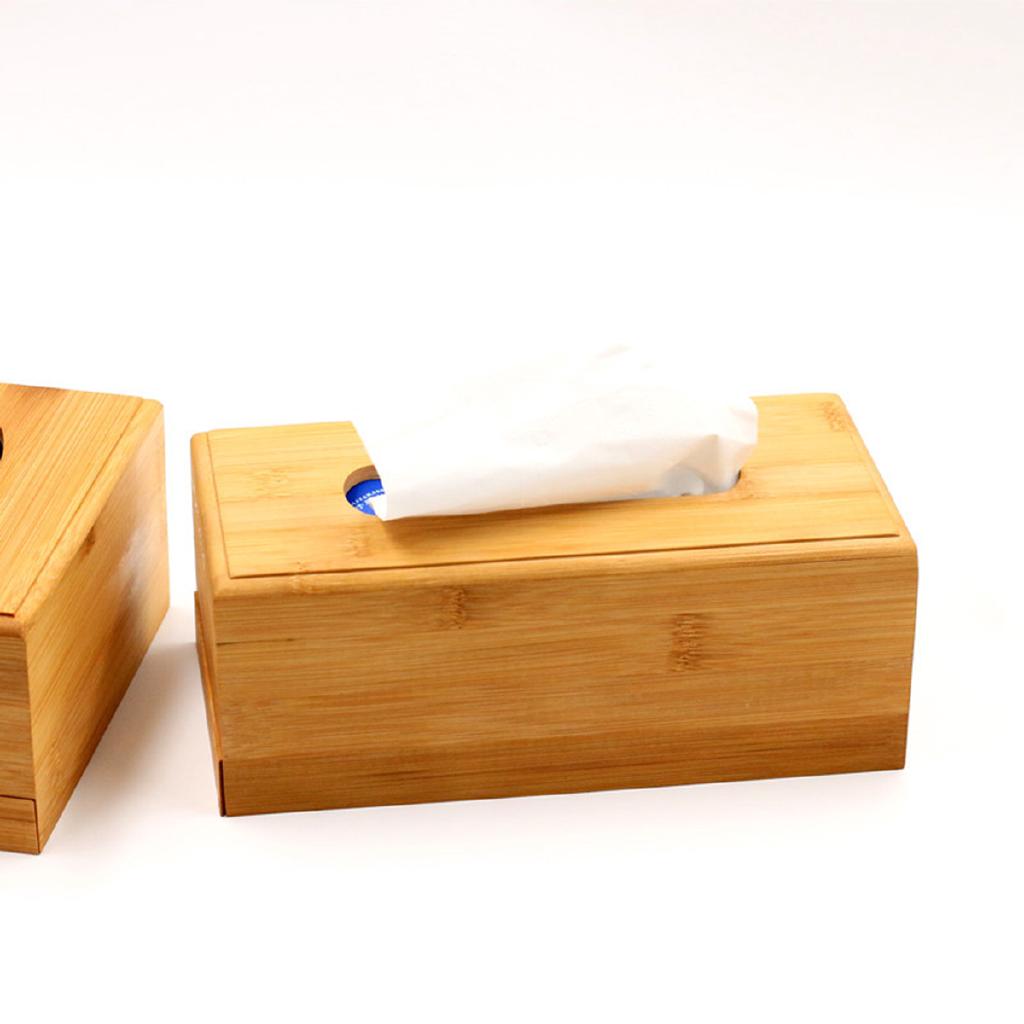 OEASY Bamboo Wooden Tissue Box Wood Holder Towel Napkin Storage