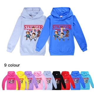Kids Boys Girls Anime Cartoon Stranger Things Printed Long Sleeve Hoodies Hooded Sweatshirt Casual Top