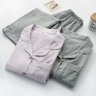 Unisex Long Sleeve Cotton Gauze Pajamas Set