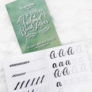 THE CRAFT CENTRAL Freehand Brush Letters Workbook - upright script brush lettering