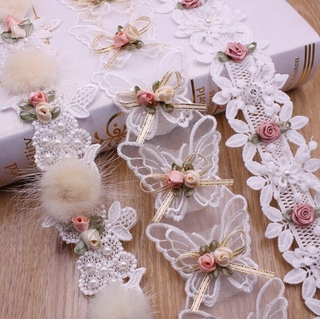 3D Flower mesh embroidery Applique lace Edge Trim Ribbon handmade DIY clothing wedding dress decoration accessories