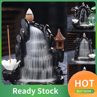 (De) Backflow Incense Burner Waterfall Ceramic Smoke Censer Handicraft Home Decor