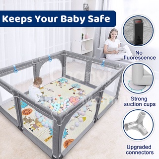 Chanvi Baby Playpen Toddlers Indoor Kids Children Activity Center Safety Fence Breathable Mesh Crib (5)