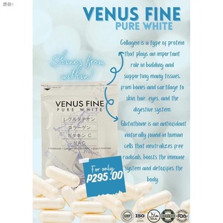 ♙Venus Fine Pure White 4in1 500mg Glutathione & Collagen- For Whitening and Glowing Skin 30 Capsule