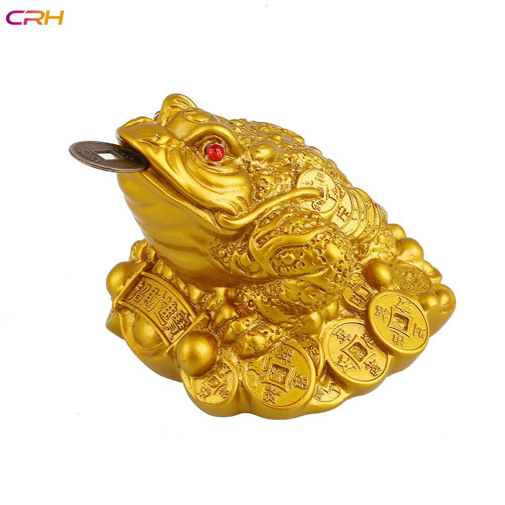 Gold Feng Shui Money Lucky Ornament Fortune Ching Frog Toad Home Decor