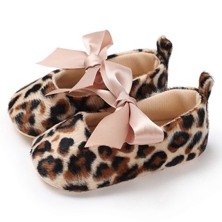 (beasties.ph)Toddler Cute Girl Leopard Print Tie Soft Newborn Anti-slip Baby Shoes
