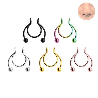 20G Fake Nose Rings Hoop Clip-on Stainless Steel Non Piercing Cartilage Earring Lip Rings Faux Nose Ring Piercing Jewelry