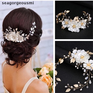 SSPH Women bridal white flower rhinestone pearl hair clip wedding hair accessories Fad