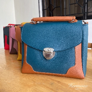 Leather Two-toned Satchel Bag
