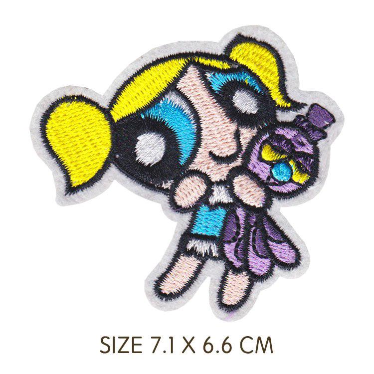 7pcs/set Powerpuff Girls Embroidered Patches Iron on Patch Applique (3)