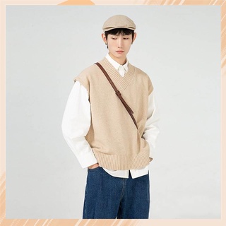 【Available】V Collar Sweater M-2XL Korean College Style Sweater Vest For men Ins V neck knitted tops