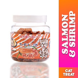 【Ready Stock】▧♟Petto Tomodachi Real Meat Mini Jerky Salmon and Shrimp Cat Treat 50g